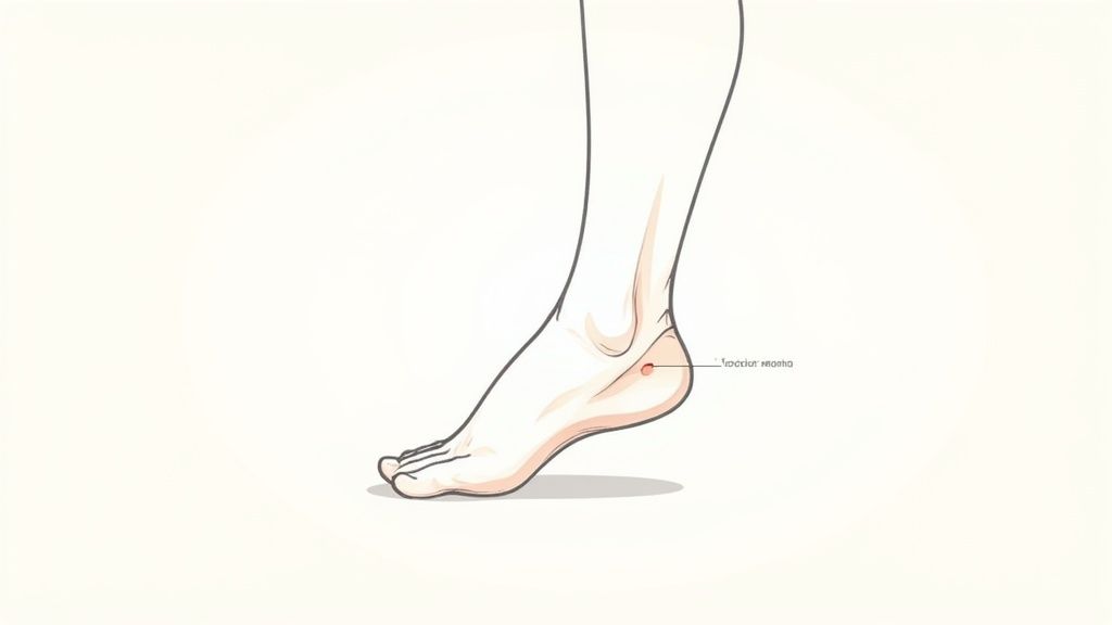 A person icing their heel to relieve plantar fasciitis pain.