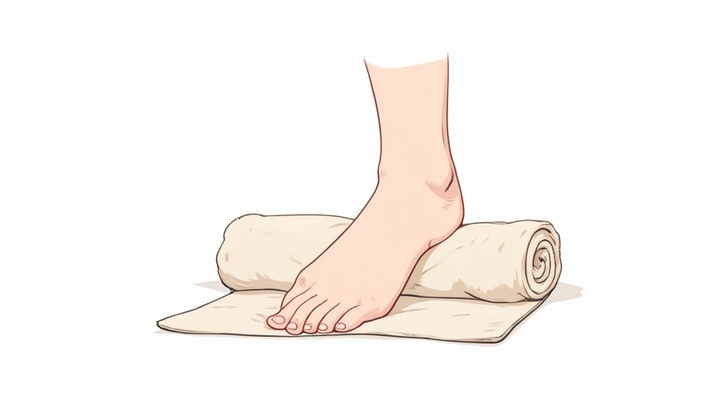 A medical professional examining a patient's foot to diagnose the source of heel pain.