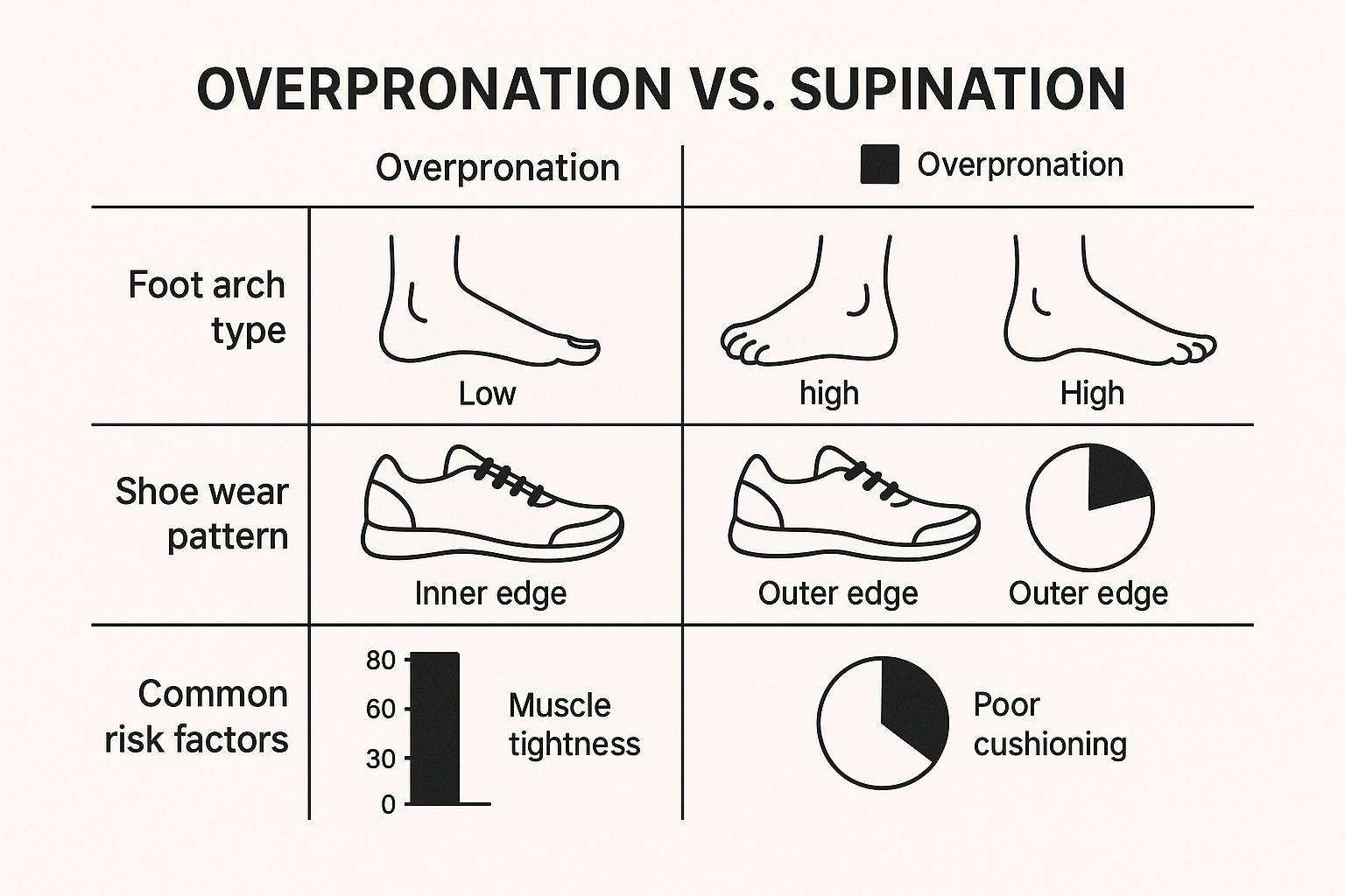Infographic about overpronation vs supination