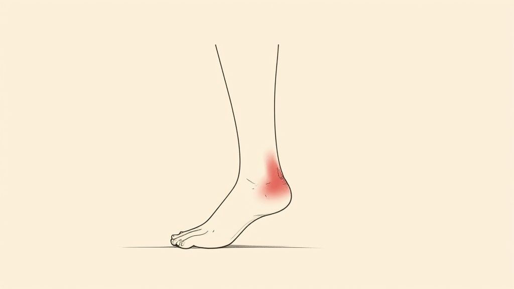 An illustration showing the location of the plantar fascia in the human foot.