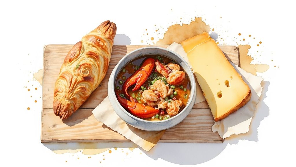 Plato tradicional de la gastronomía de Menorca, la caldereta de langosta.