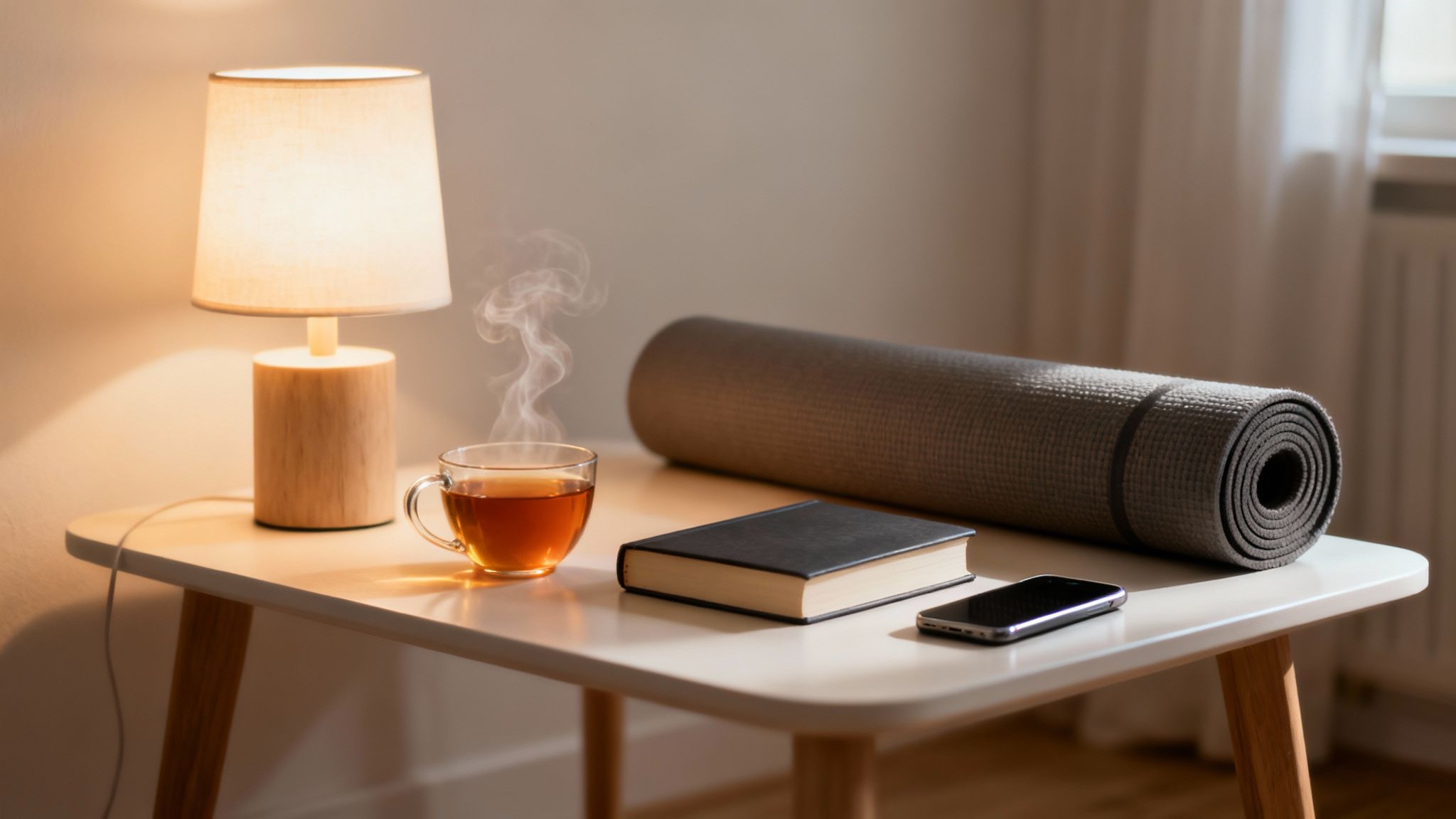 Une femme se détend en écoutant de la musique avant de dormir