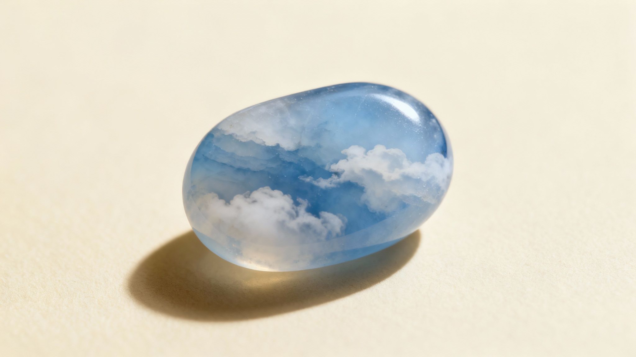 Un assortiment de pierres de calcédoine bleue polies, montrant des nuances douces de bleu et de lavande