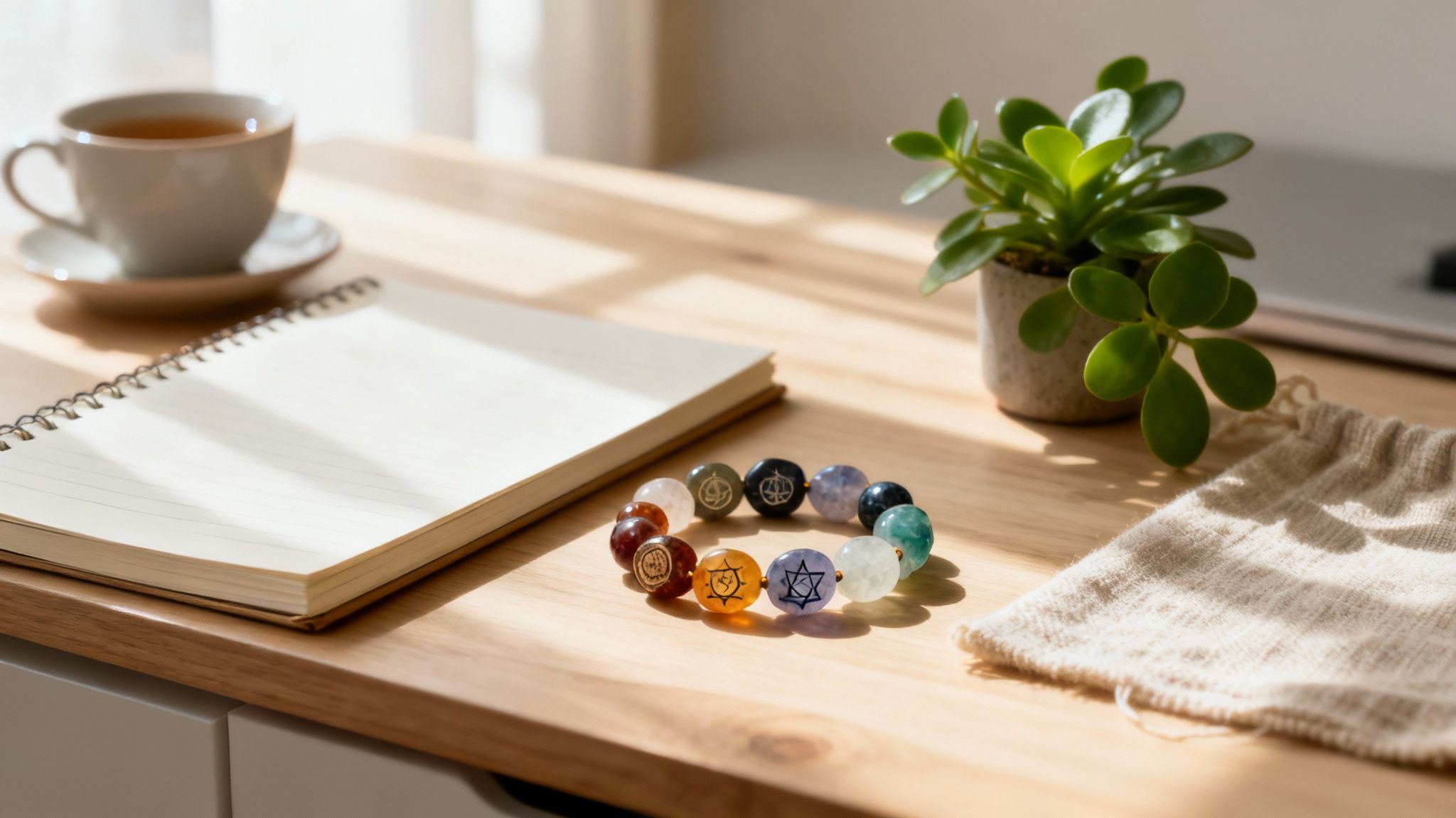 Personne méditant avec des pierres des chakras placées sur son corps