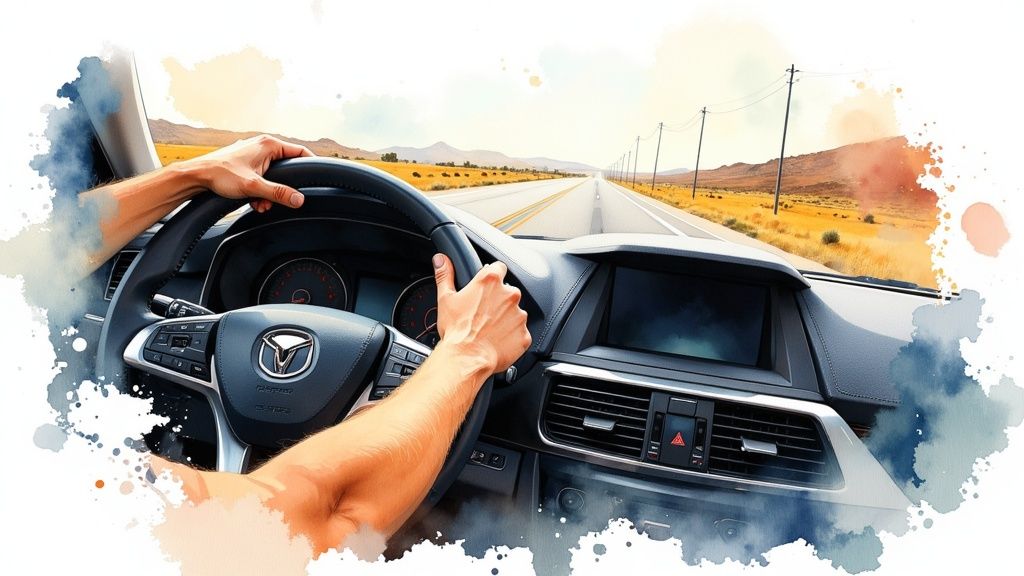 Driving on a winding road