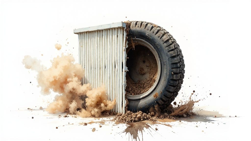 Dirty car air filter needs changing
