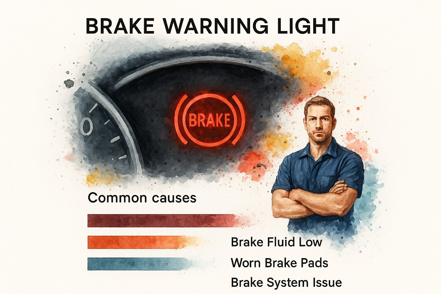 Infographic about brake light on dashboard