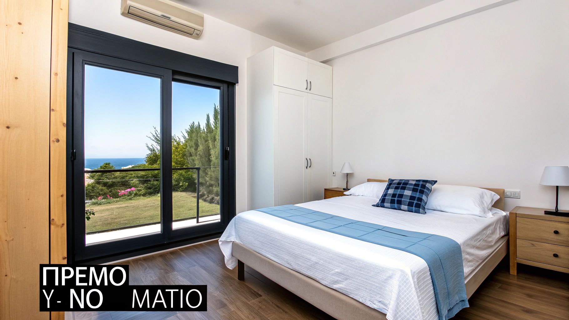 Μοντέρνα έπιπλα σε σαλόνι με καθαρές γραμμές και φυσικά υλικά.