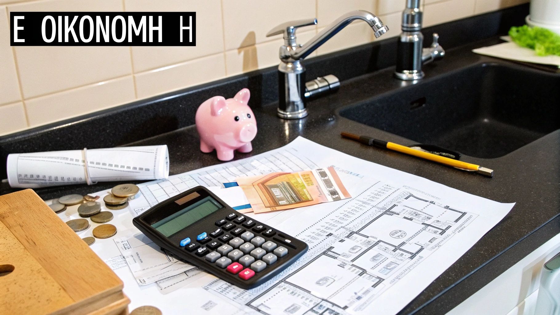 Ένα μπάνιο με έξυπνες και οικονομικές λύσεις διακόσμησης που δείχνουν πώς μπορεί να μειωθεί το κόστος.