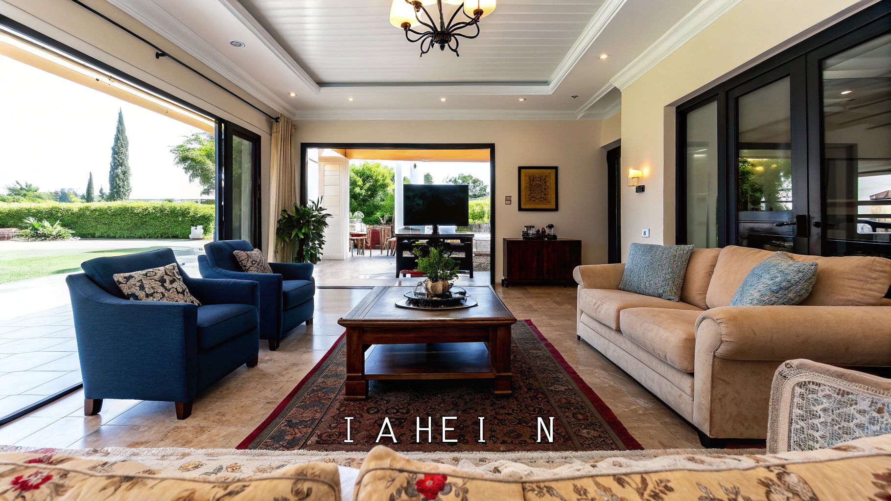 Μοντέρνο σαλόνι με έξυπνη διαρρύθμιση επίπλων