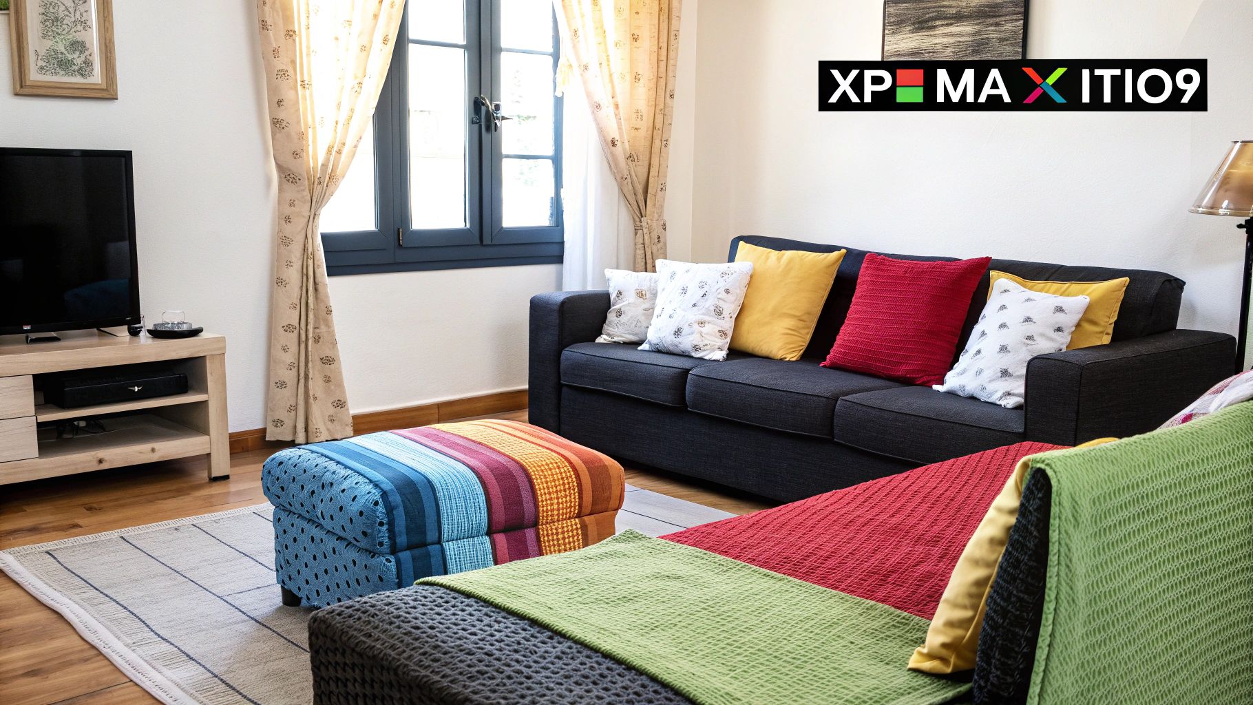 Ένα μοντέρνο σαλόνι με συνδυασμό χρωμάτων και υλικών