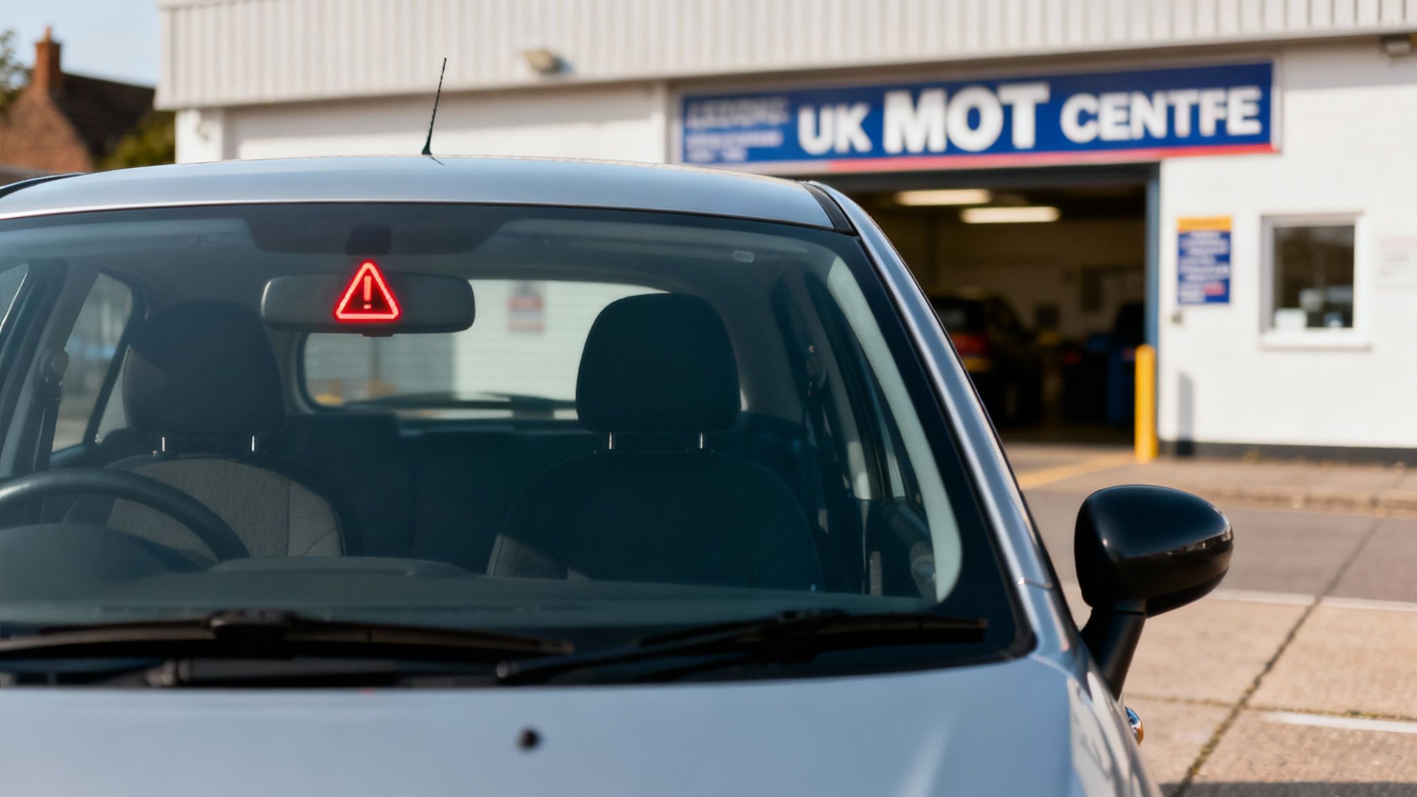 An MOT certificate being handed over in a garage setting