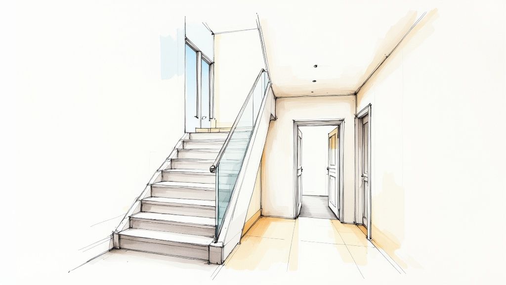 Open and bright glass staircase design