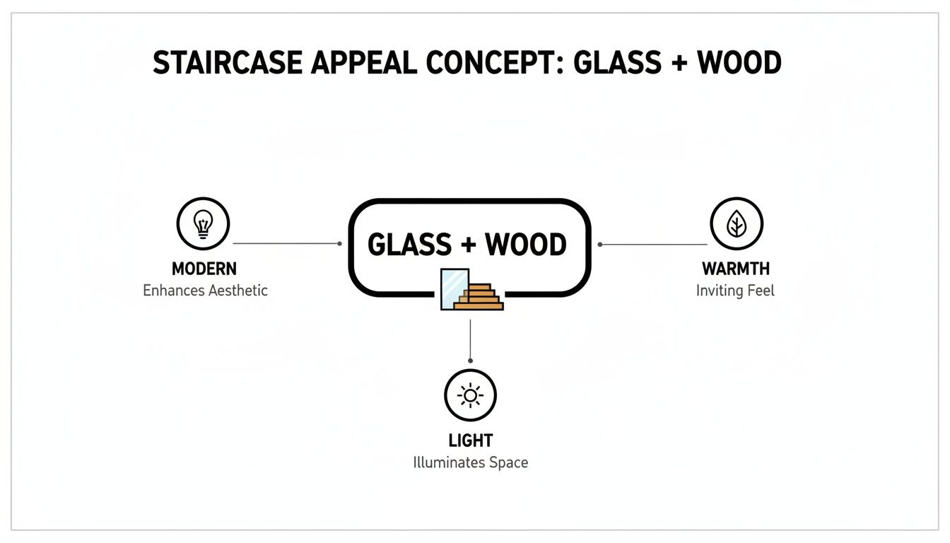 Infographic about glass and wood staircases
