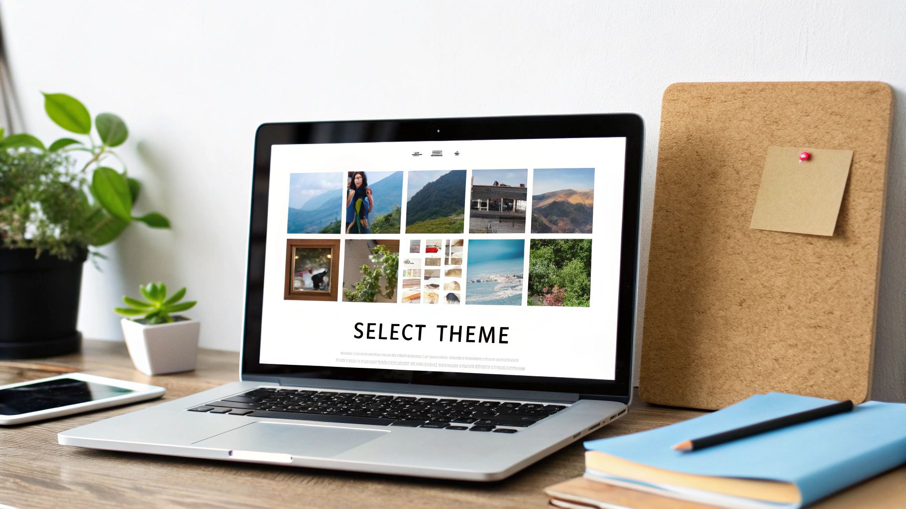 How to Build a Shopify Store – Choosing a Theme Laptop screen displaying theme selection for online store – How to Build a Shopify Store