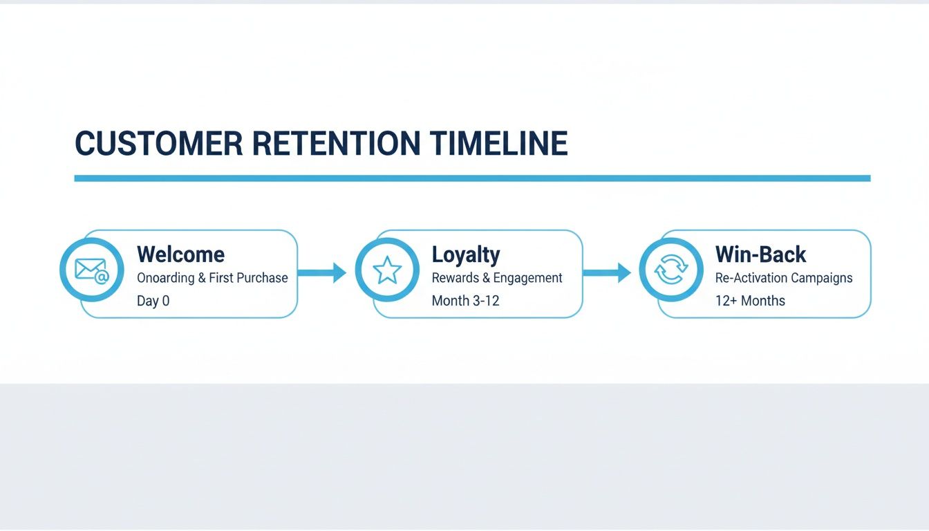 D2C Growth customer retention strategy D2C Growth customer retention timeline from onboarding to loyalty and win-back