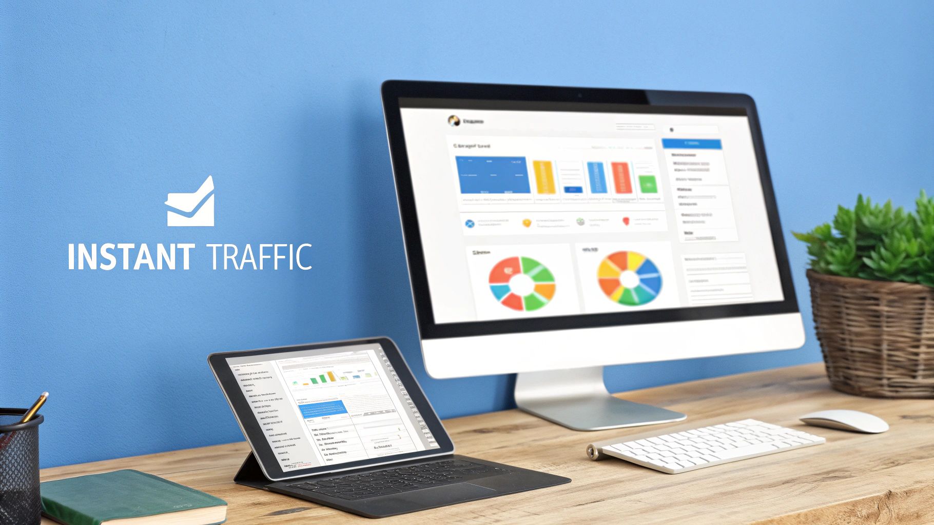 Website Traffic Increase Using Real-Time Analytics Website traffic increase shown through analytics dashboards measuring instant traffic and engagement growth