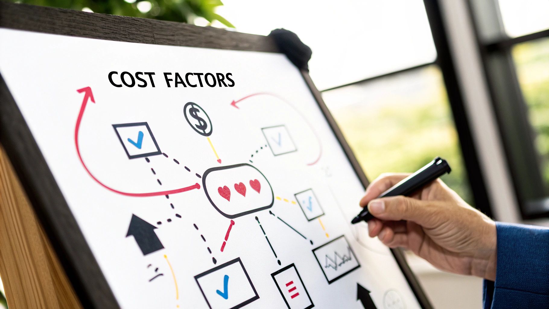 Cost Factors – Google Ads Cost in the UK Visual representation of factors influencing Google Ads Cost in the UK