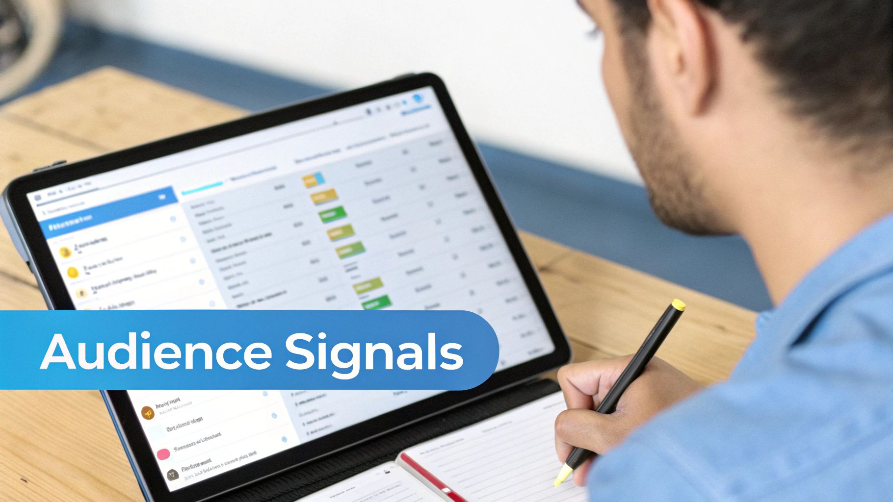 D2C PPC audience signals being reviewed on a tablet for optimisation