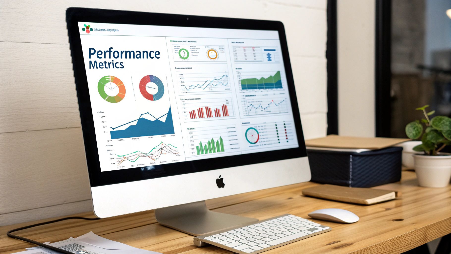 Tracking Performance Metrics for Google Shopping Ads for Ecommerce Performance metrics dashboard tracking results from Google Shopping Ads for Ecommerce on a desktop computer.