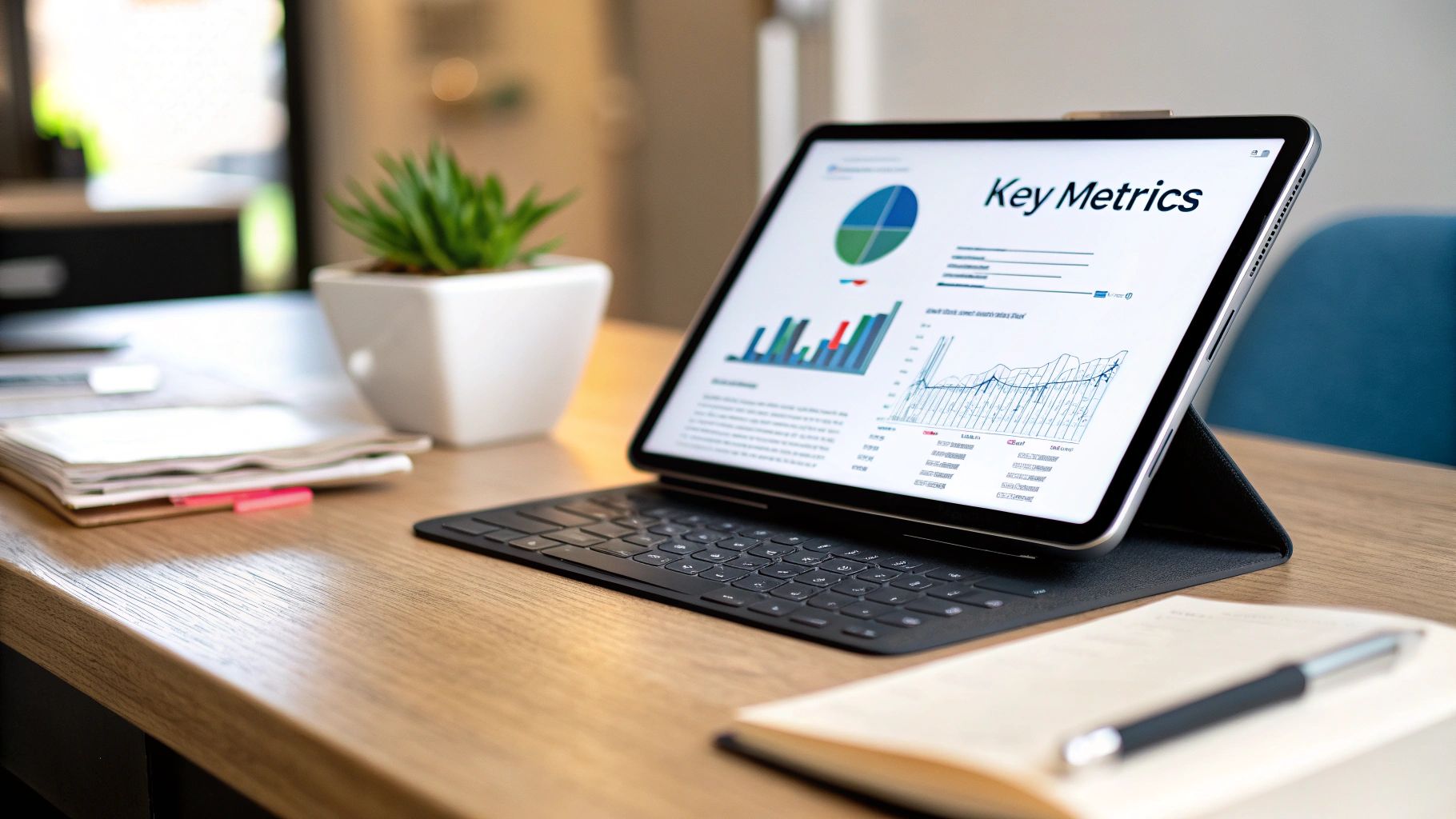 Tablet displaying graphs and key metrics dashboard for How to Measure Advertising Effectiveness