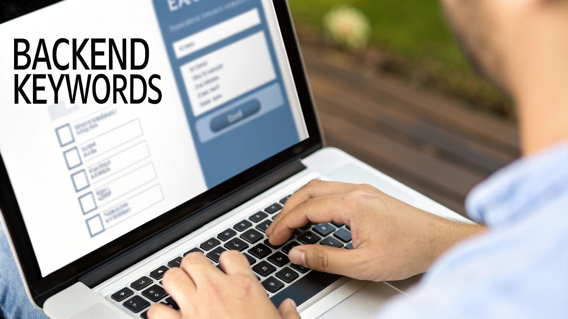 Optimising Backend Keywords with Amazon SEO Optimisation Amazon SEO Optimisation backend keyword management on a laptop