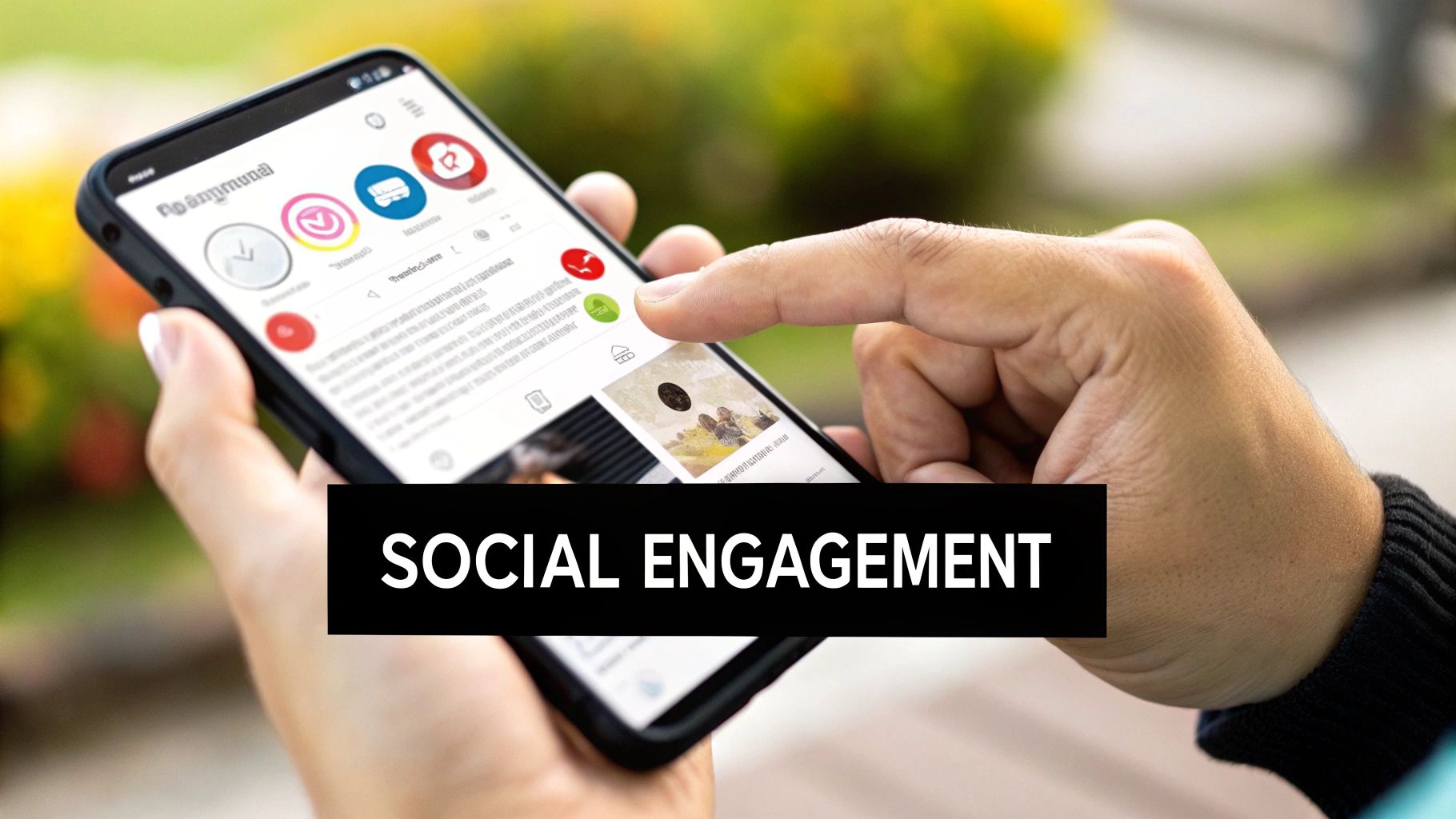 Social Media Engagement for Digital Marketing for Small Business Digital Marketing for Small Business through social media engagement on smartphone
