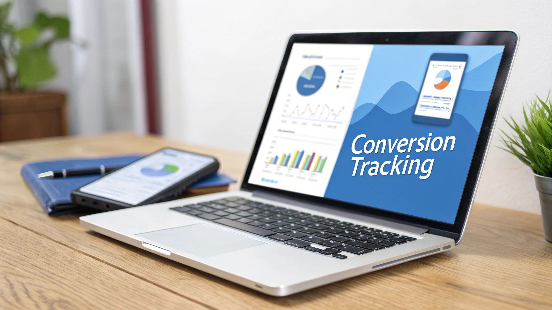 Website Traffic Increase Through Accurate Conversion Tracking Website traffic increase supported by conversion tracking dashboards analysing performance and user behaviour