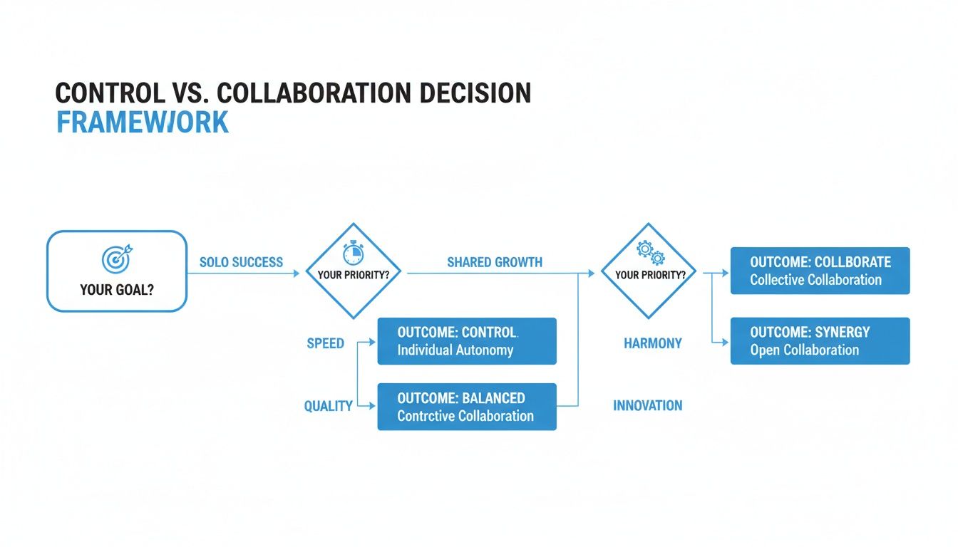 Marketing Agency Vs In House Team decision-making framework Marketing Agency Vs In House Team decision framework illustrating control, collaboration, and strategic priorities