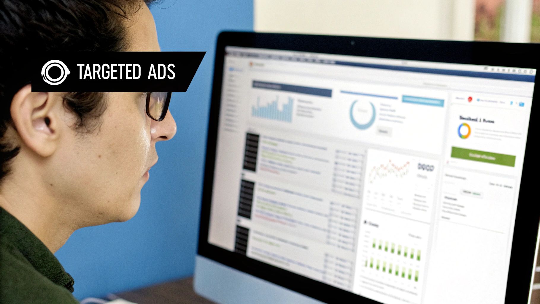 Analysing Targeted Ads in Ecommerce Digital Marketing Marketer analysing targeted ads performance for ecommerce digital marketing
