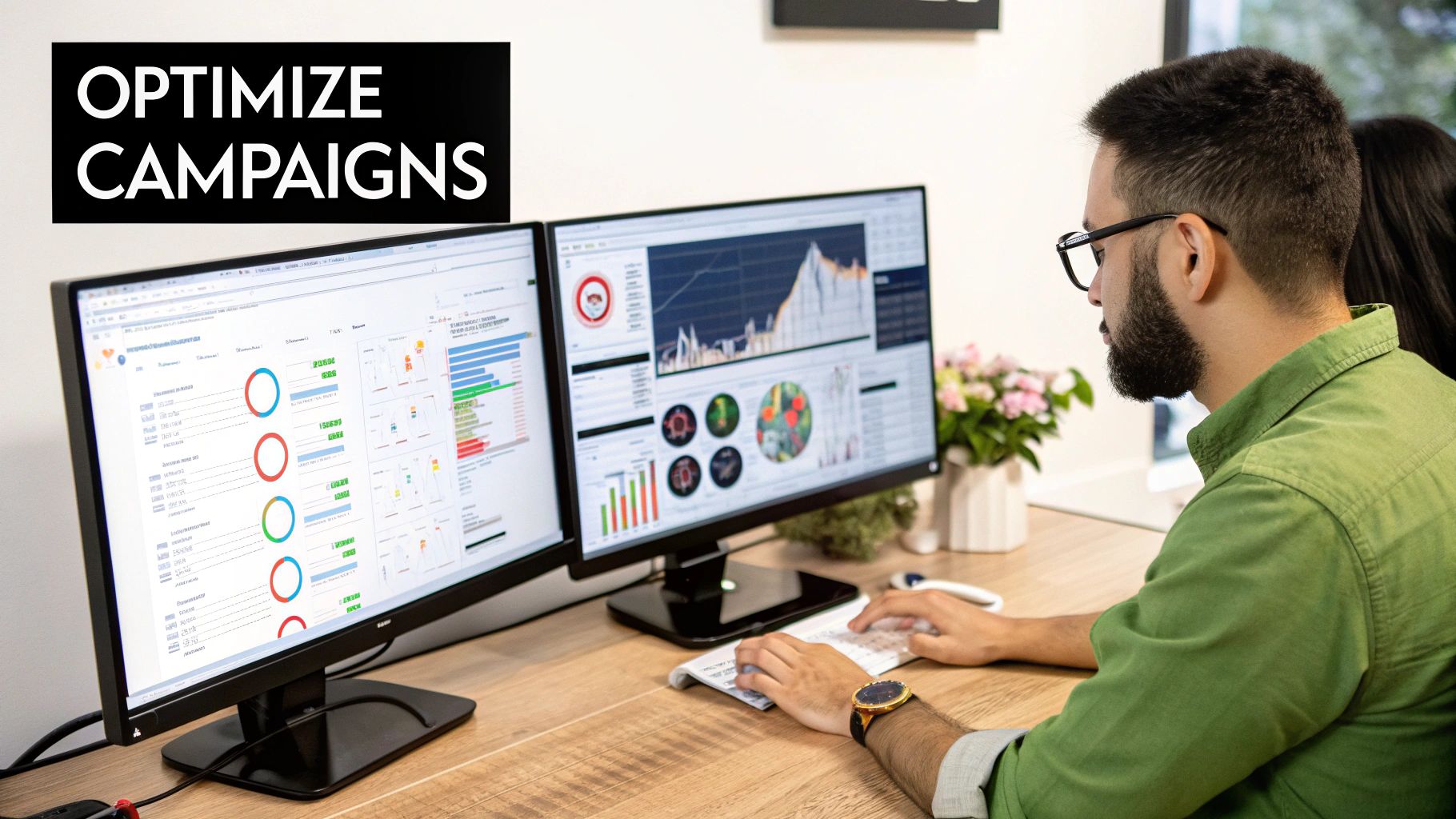 Digital marketer optimising campaigns with Google Ads Conversion Tracking data