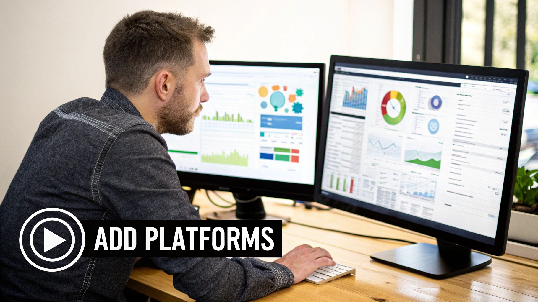 Digital marketer comparing Google Ads vs Facebook Ads performance dashboards.