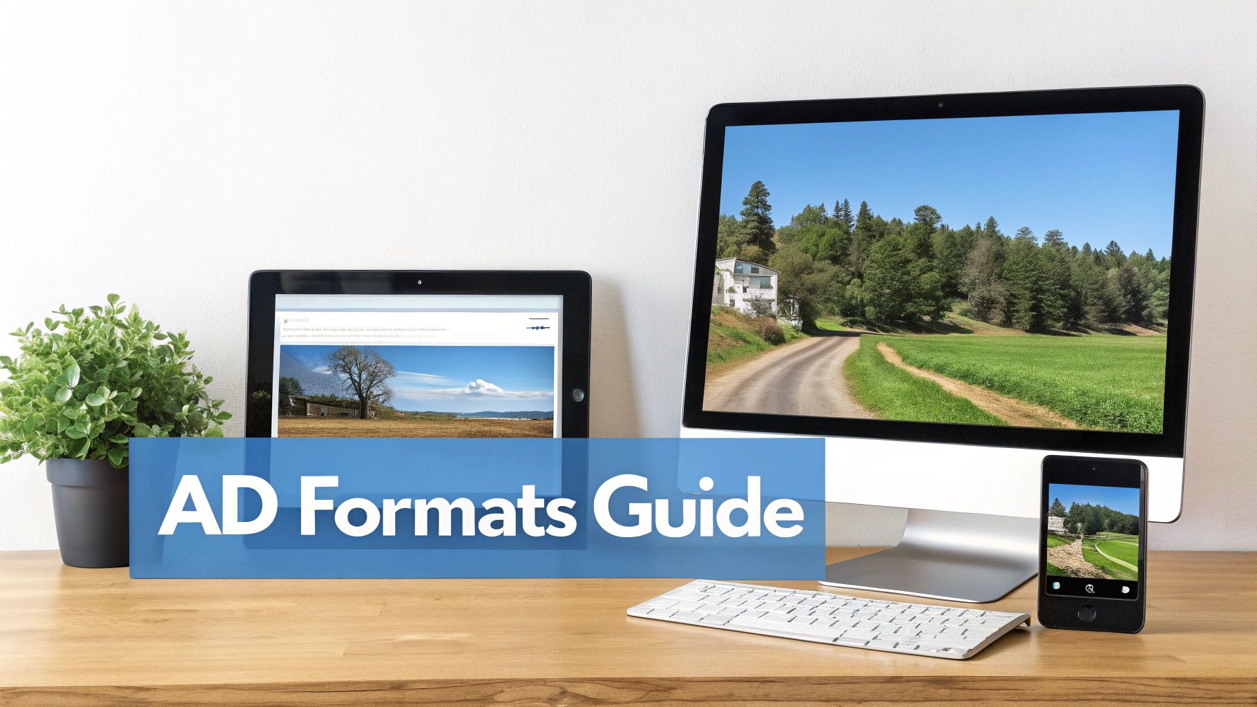 Google Ads Display Network Ad Formats Guide Multiple screens showing Google Ads Display Network ad formats