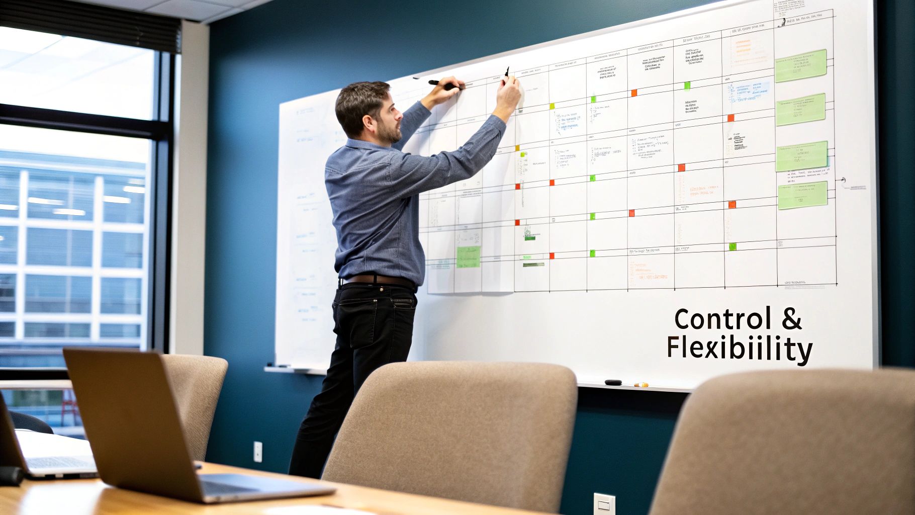 Marketer planning strategy to boost Marketing ROI with In House vs Agency Marketing flexibility