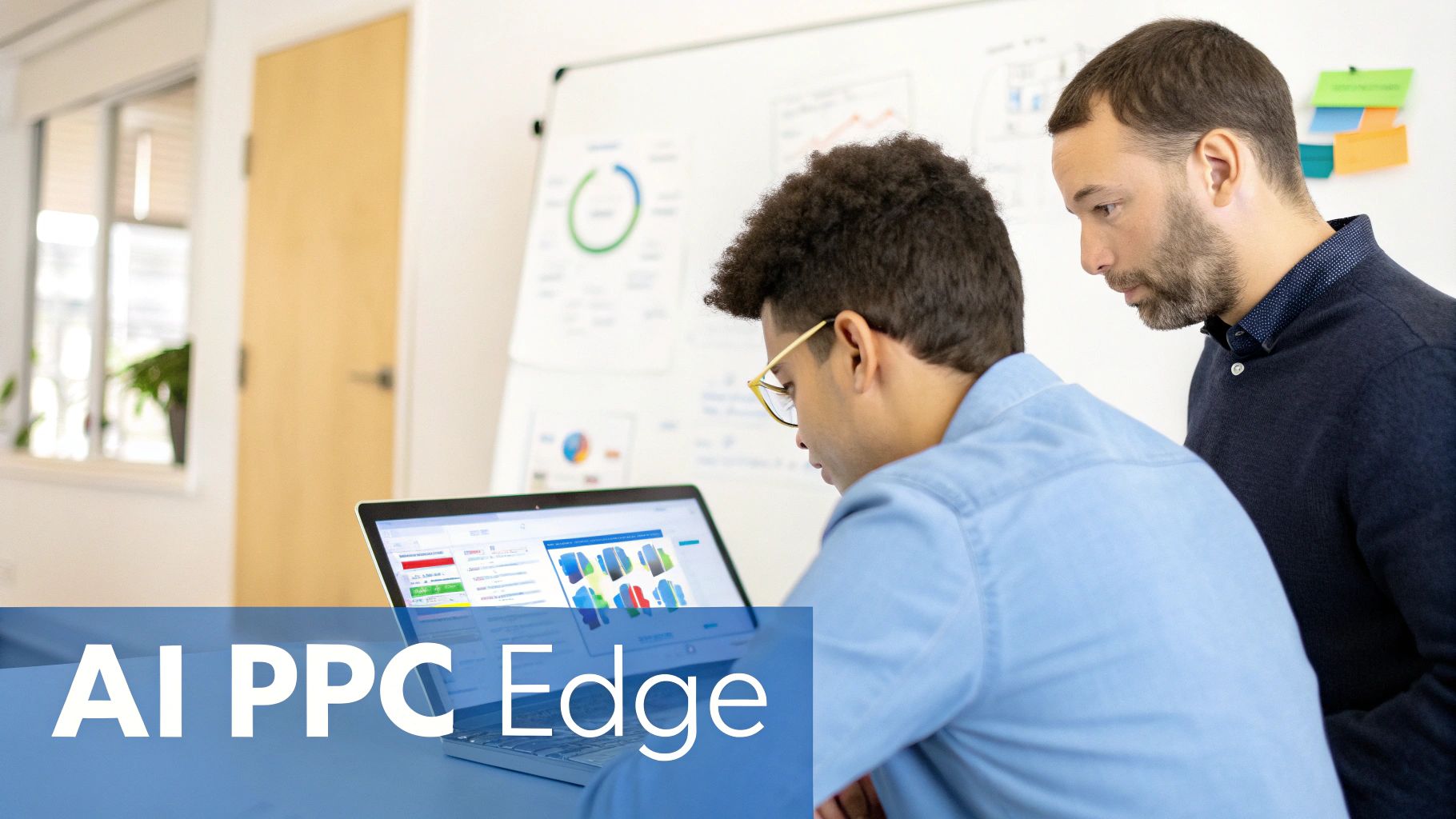 ChatGPT Advertising Services AI PPC Edge ChatGPT Advertising Services team analysing PPC data on laptop