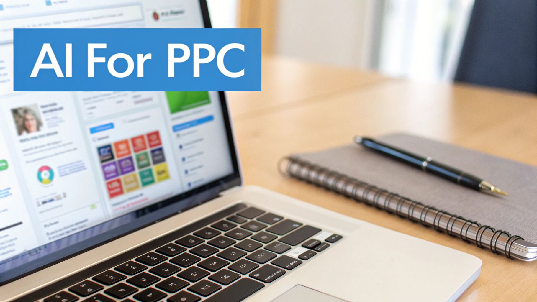 AI for PPC with OpenAI Ad Services Laptop screen showing PPC tools with a focus on AI for PPC powered by OpenAI Ad Services