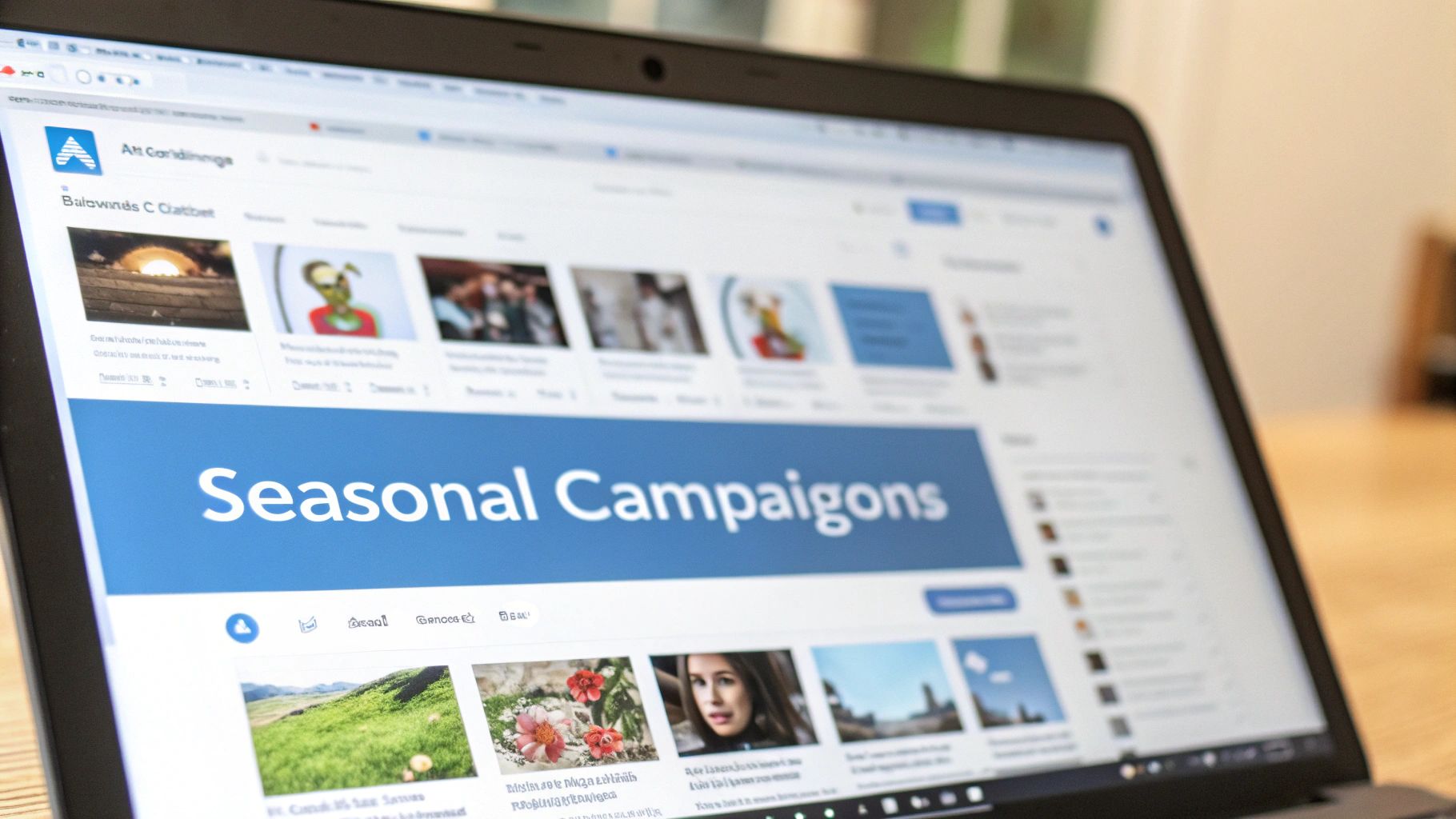 Seasonal PPC Strategies Campaign Planning Seasonal PPC Strategies dashboard on laptop showing seasonal campaign planning