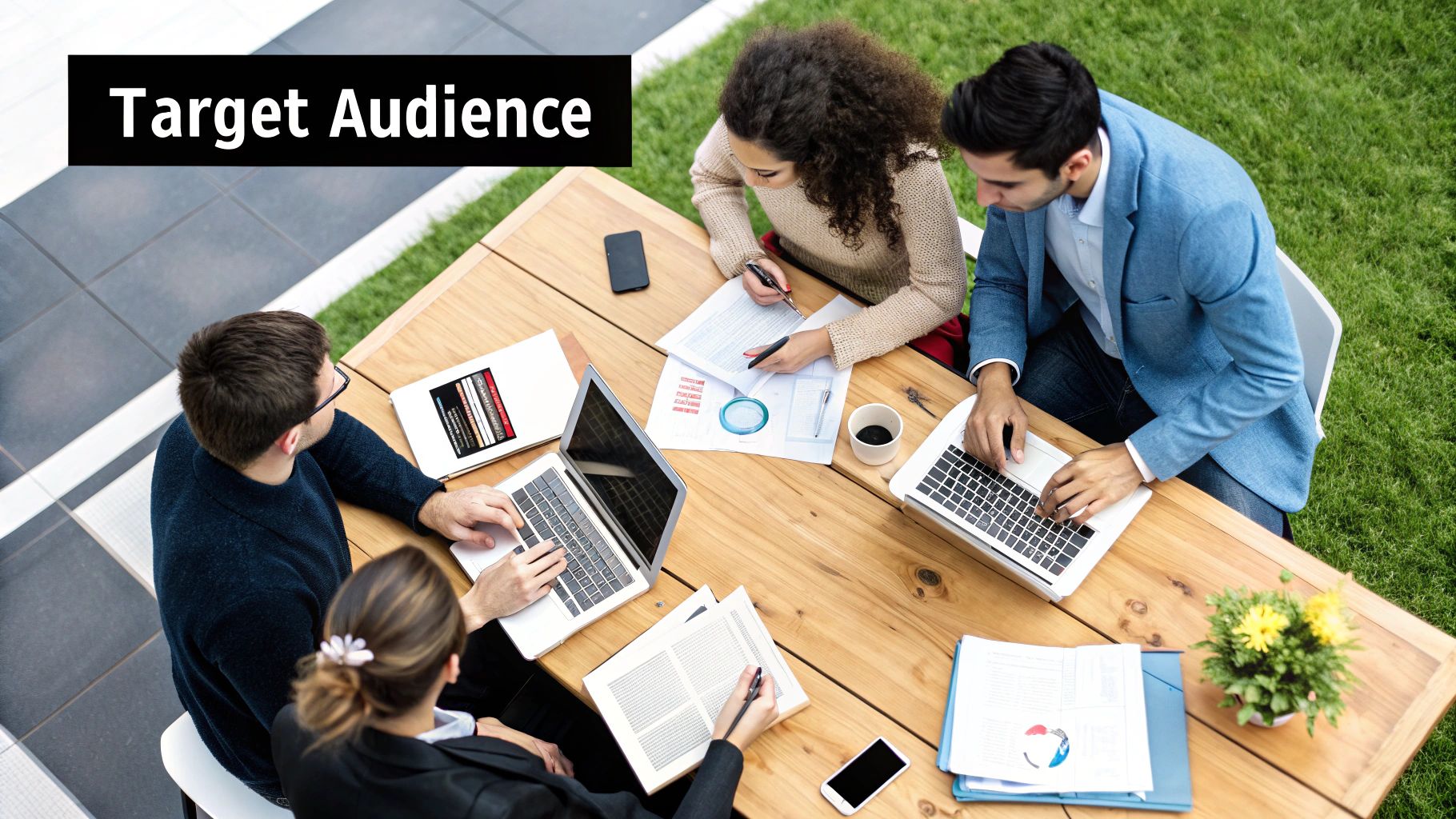 Strategy for Lead Generation – Team defining target audience around a meeting table