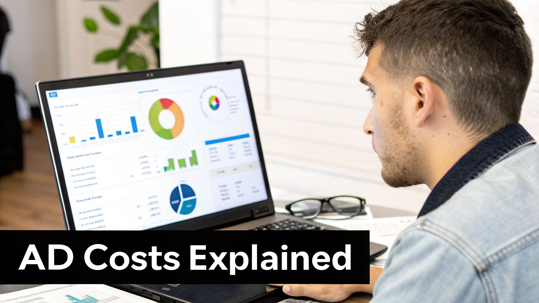 Man analysing ad performance dashboards to understand how much does it cost for Google Ads