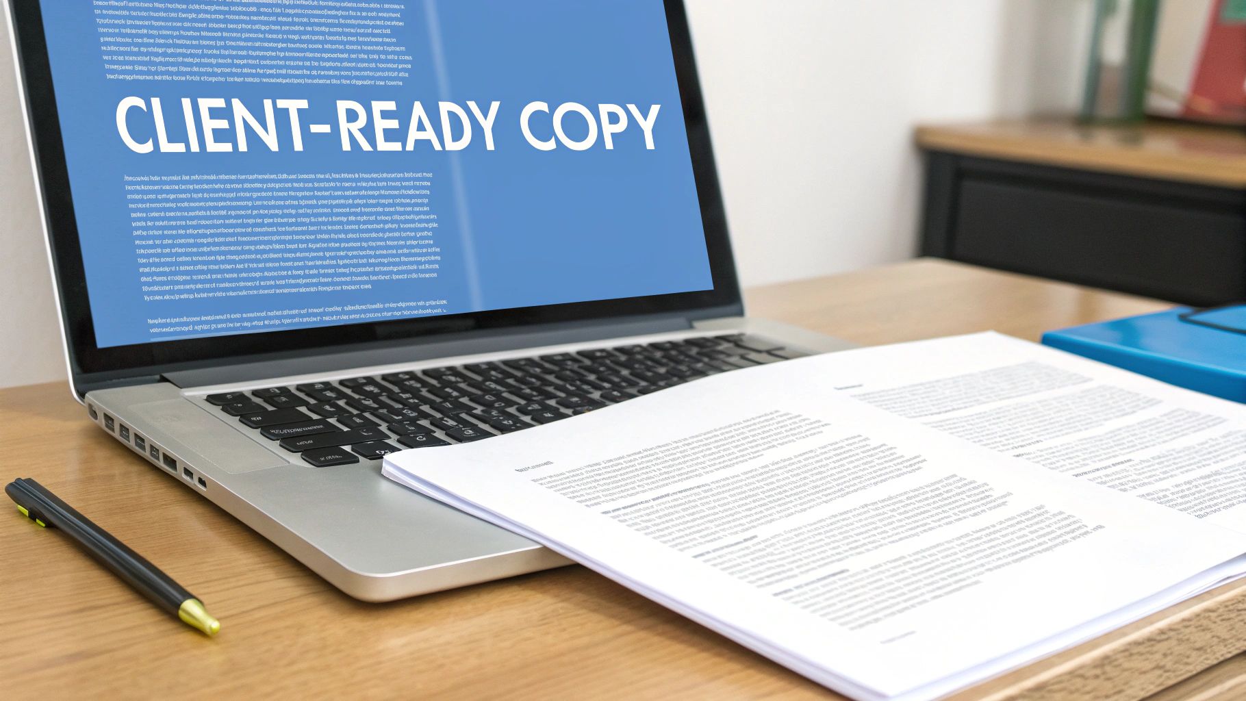 ChatGPT Ad Examples – Create Client-Ready Ad Copy in Minutes. Laptop showing client-ready ad copy – ChatGPT Ad Examples for professional PPC campaigns.