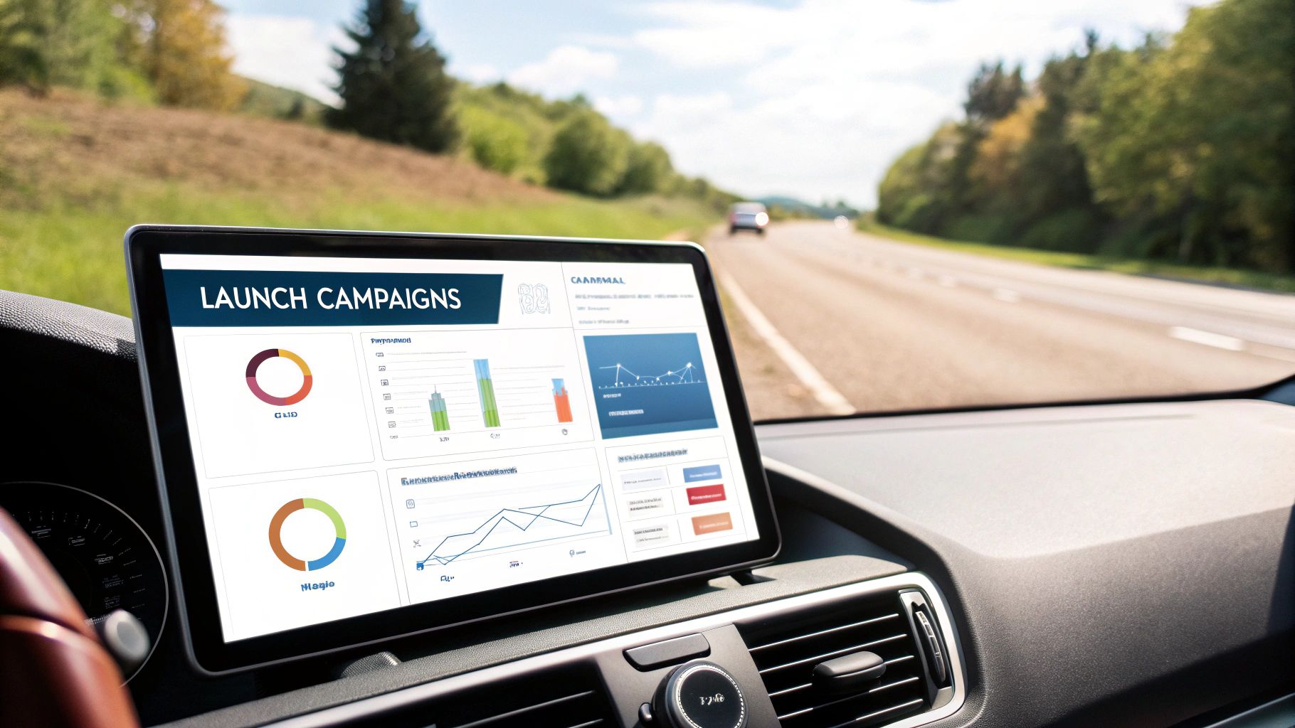 Mobile Audience Targeting Campaign Dashboard Audience Targeting campaign dashboard on screen in mobile workspace