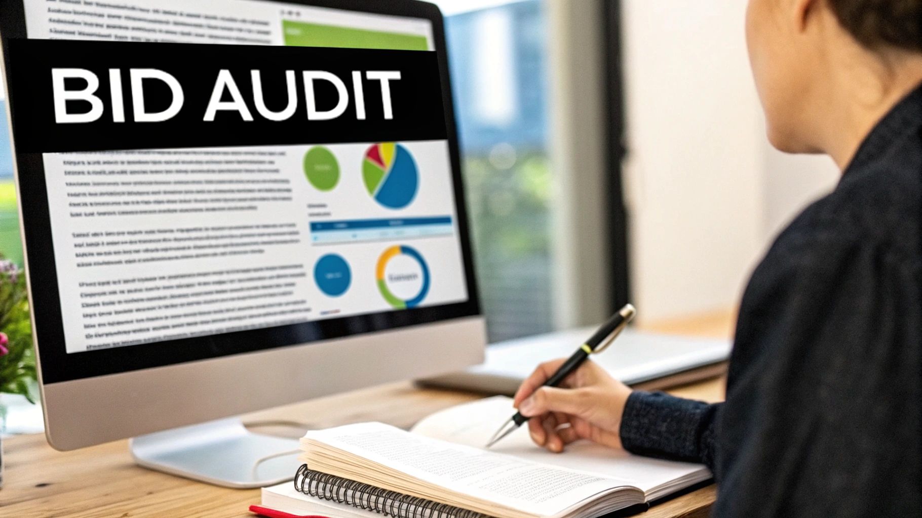 Marketer conducting a bid audit to optimise PPC bidding strategies
