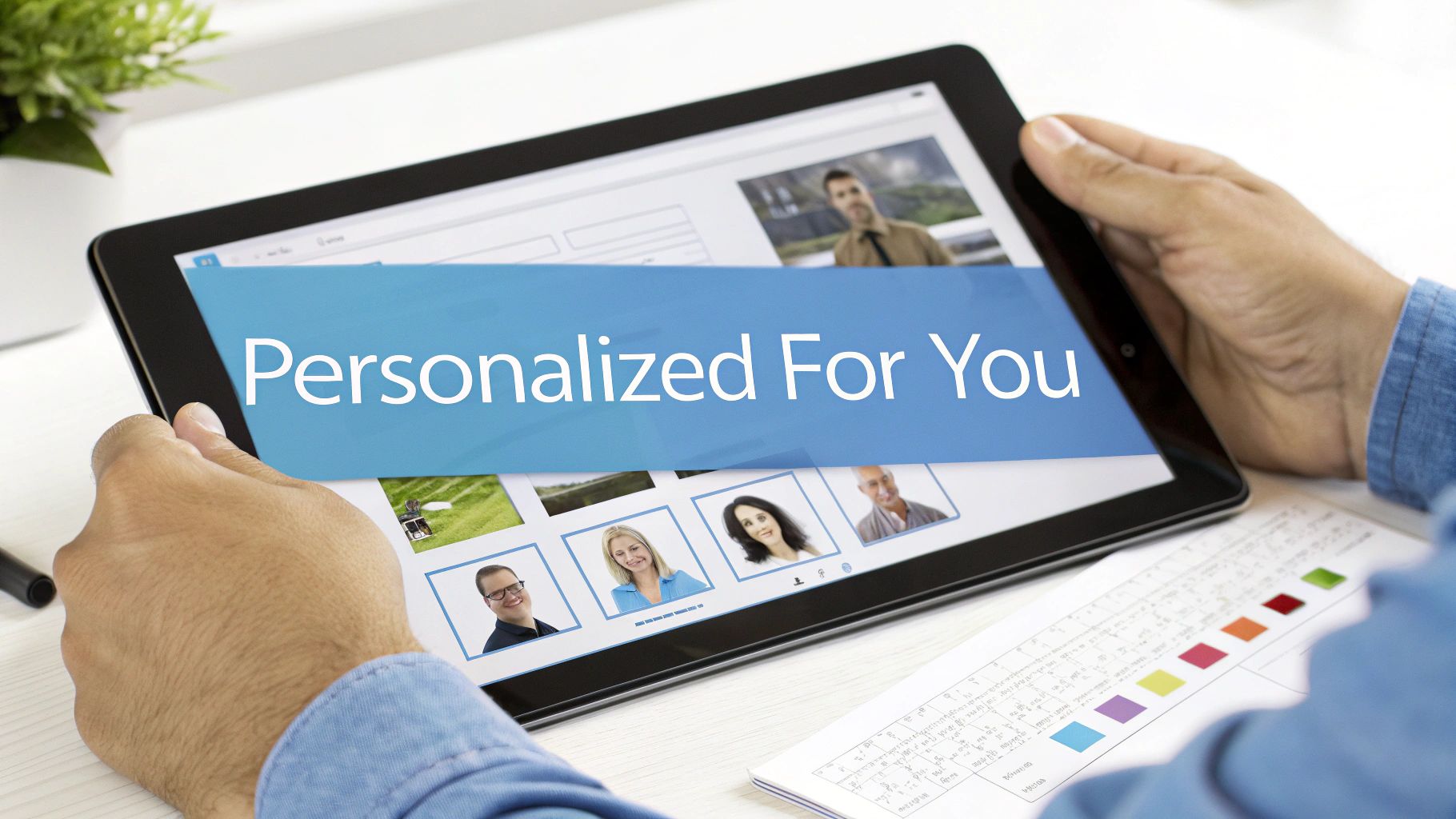 ChatGPT Ad Examples – Personalised AI Ad Copy for Every Audience. Tablet displaying personalised ad concepts – ChatGPT Ad Examples for tailored campaigns.