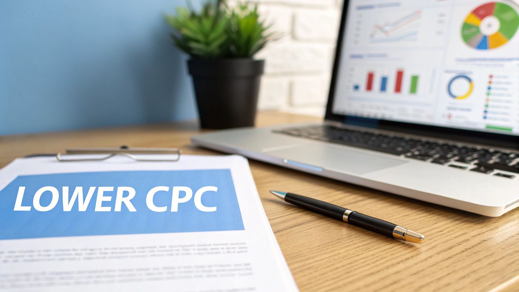 Cost Per Click Calculator for Lower CPC Strategy Cost Per Click Calculator used to identify strategies for lowering CPC in PPC campaigns