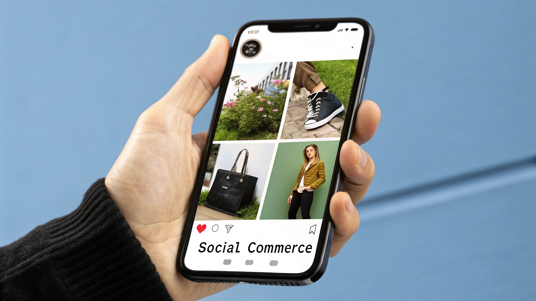 Person holding smartphone displaying social commerce examples as part of Multi Channel Marketing Strategies