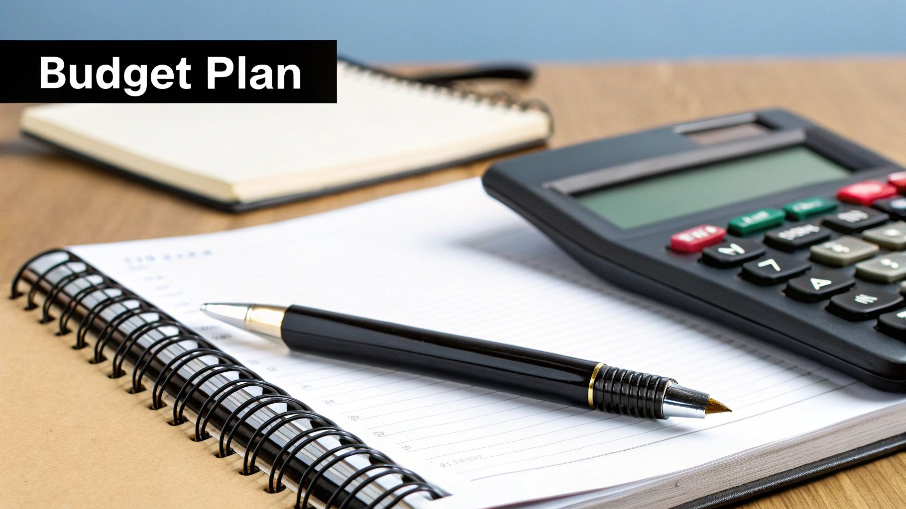 Budget planning notebook with pen and calculator linked to How Much Does Google AdWords Cost