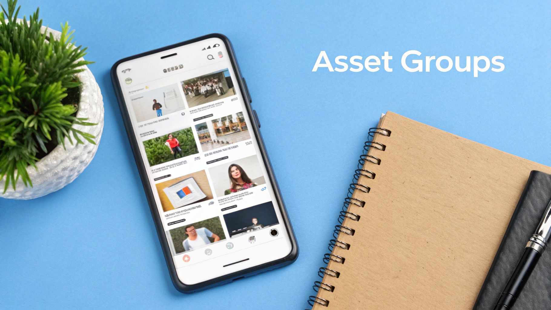 Asset Group Strategy for Scaling a B2C Brand with Performance Max Asset groups displayed on mobile screen for Scaling a B2C Brand with Performance Max