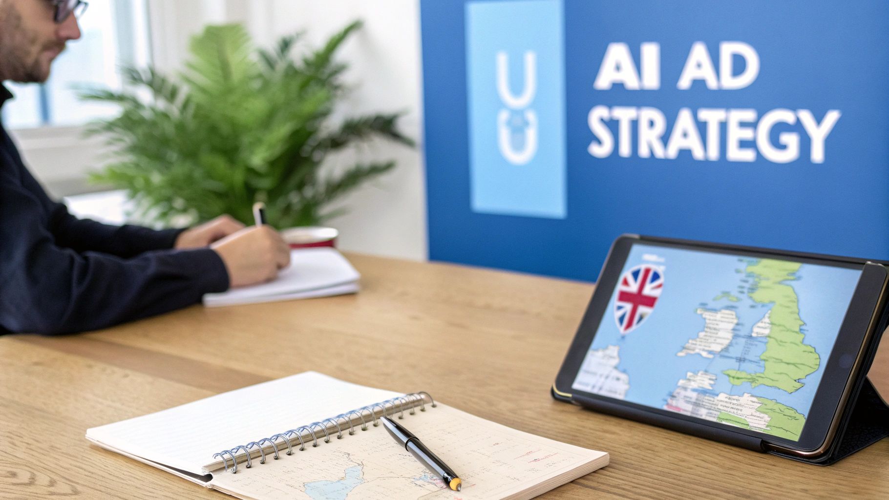 Start ChatGPT Ads Strategic Planning Start ChatGPT Ads strategy session with UK targeting map and planning materials