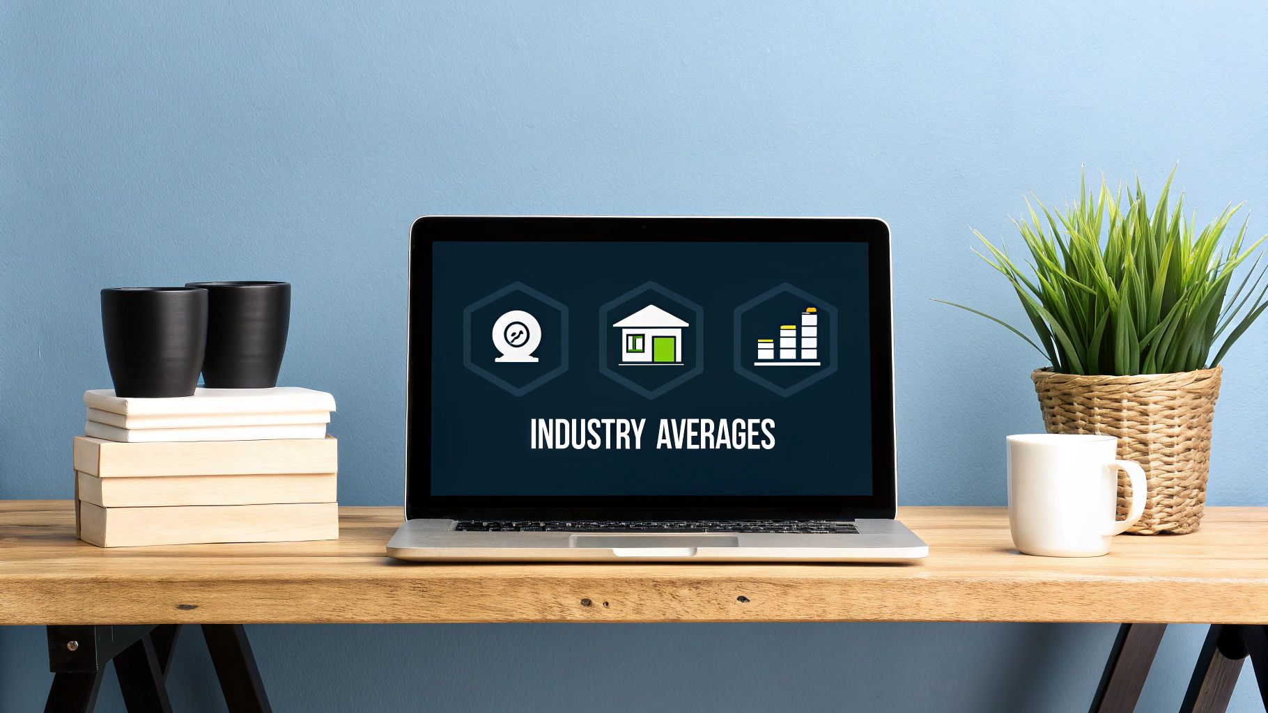 Laptop screen displaying Industry Averages for How Much Does Advertising Cost on Google across sectors.