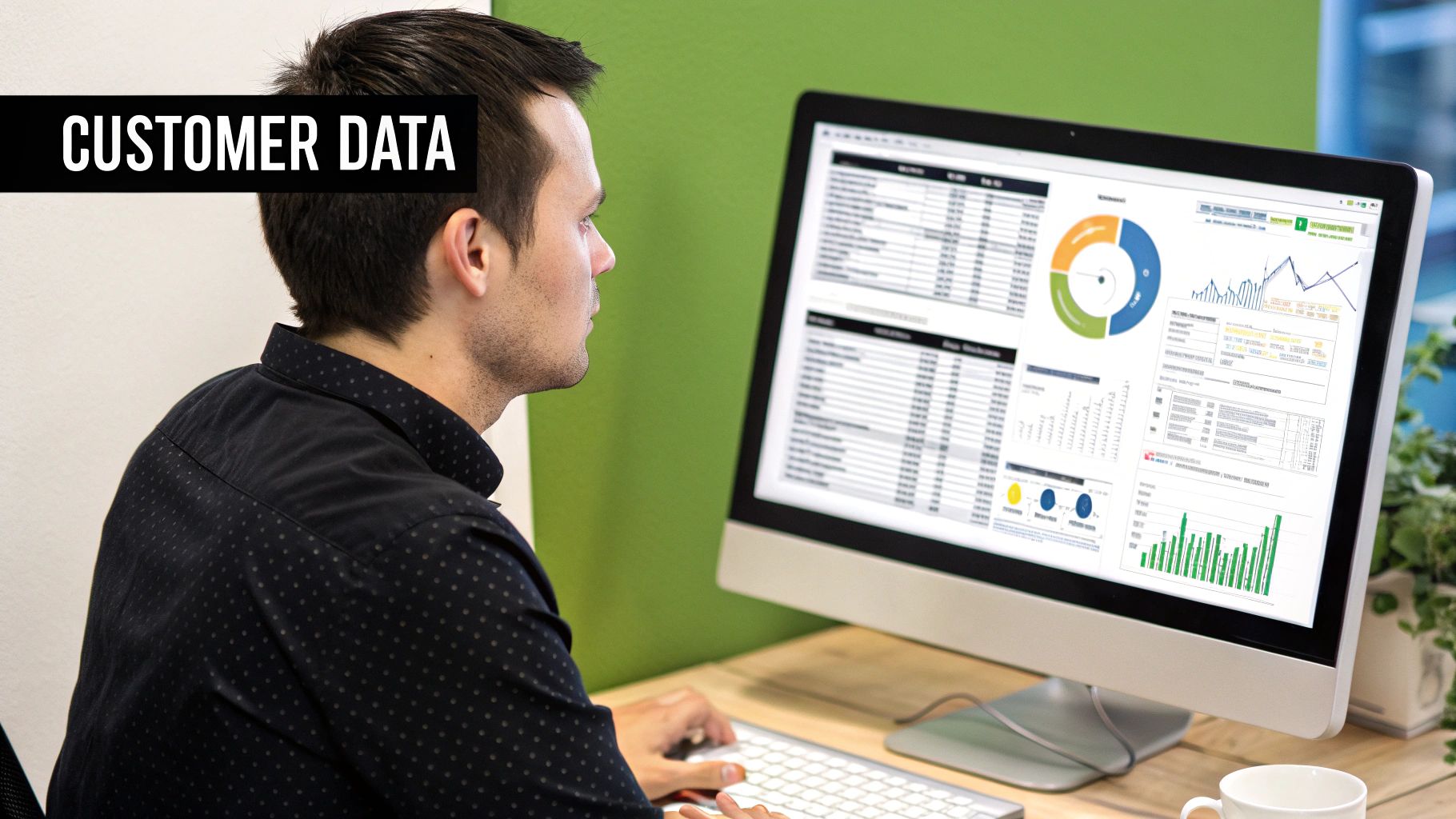 Analyst using customer data to understand how to calculate customer lifetime value.